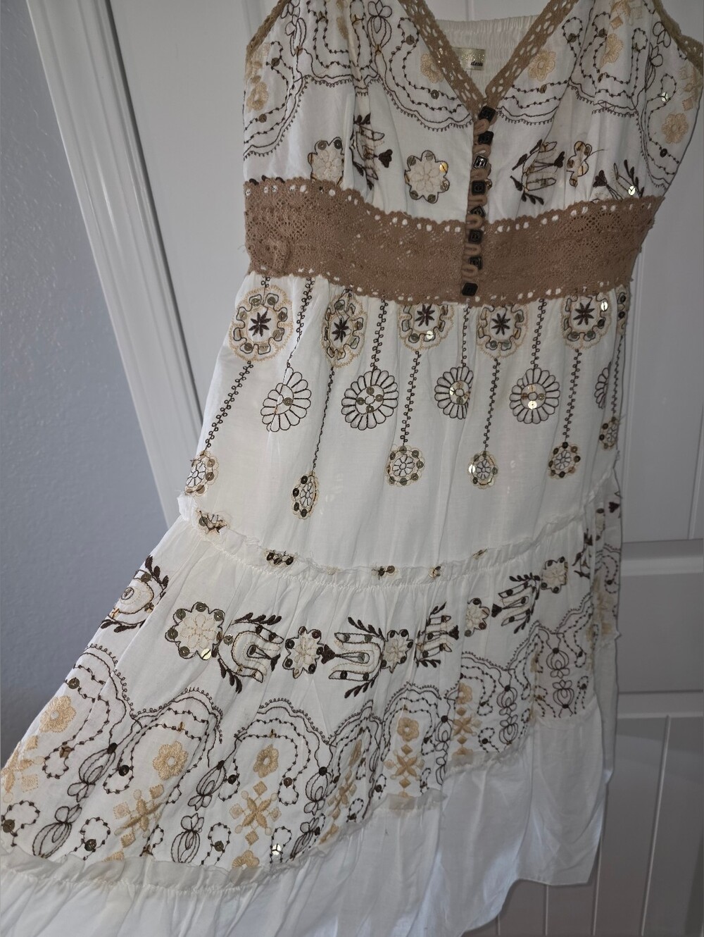 Vasana GORGEOUS Vintage Cotton Boho Embellished and Embroidered Sundress XL